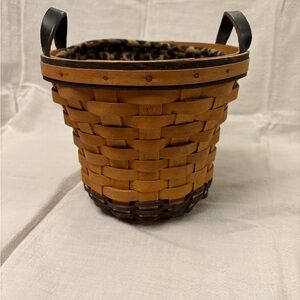 Longaberger Golf Club Basket with Leather Handles and fabric liner. Approx 6in